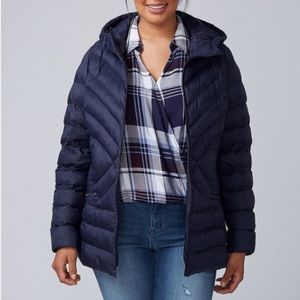 Lane Bryant Navy Hooded Packable Puffer Jacket